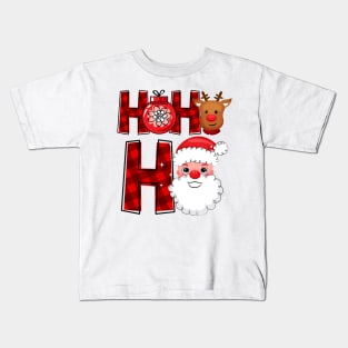 Ho Ho Ho Christmas Santa Reindeer rudolph Kids T-Shirt